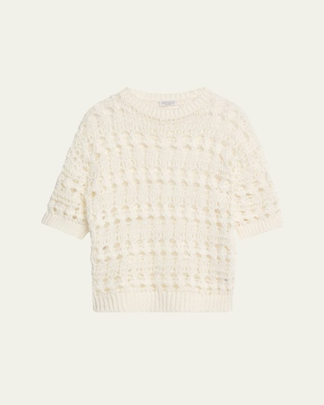 Openwork Knit Cotton Jute Top